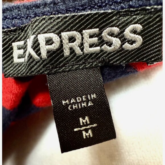 Express Women’s Red & Blue Striped Sleeveless Blouse Top Size M Medium Zip Back - Picture 5 of 6